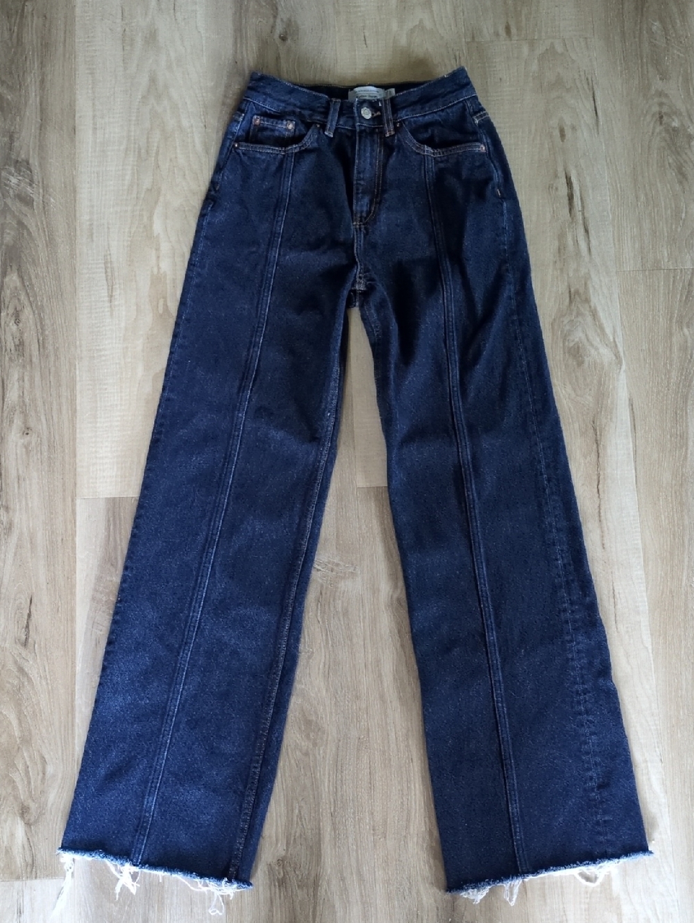 & Other Stories Dark Blue Denim Jeans with Raw Hem